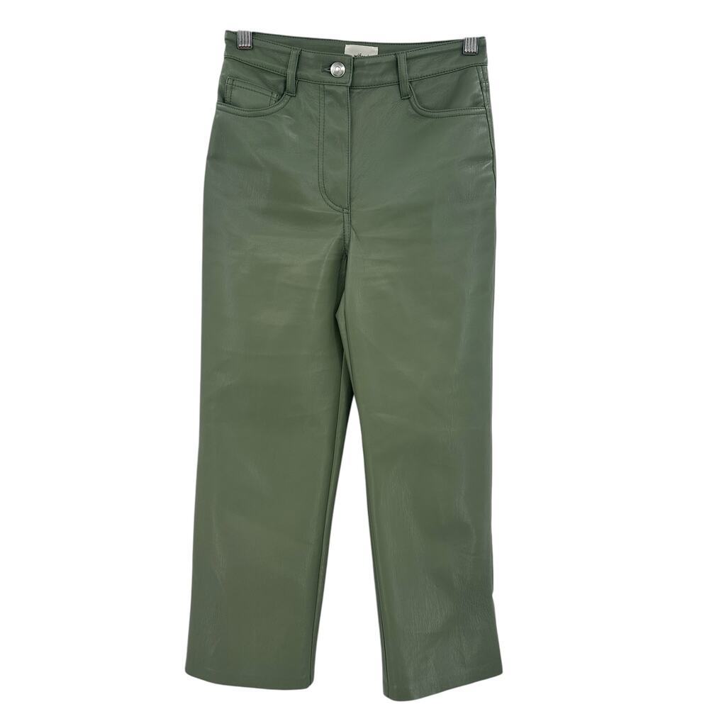 Aritzia Wilfred The Melina Pants Vegan Leather Cropped Sage Green Size‎ 00 - Picture 2 of 10